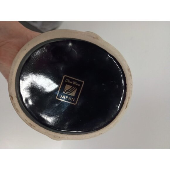 Vintage 70s Fine China Black Elegance Asian Vase With Red Poppy Flowers Japan - Picture 8 of 10